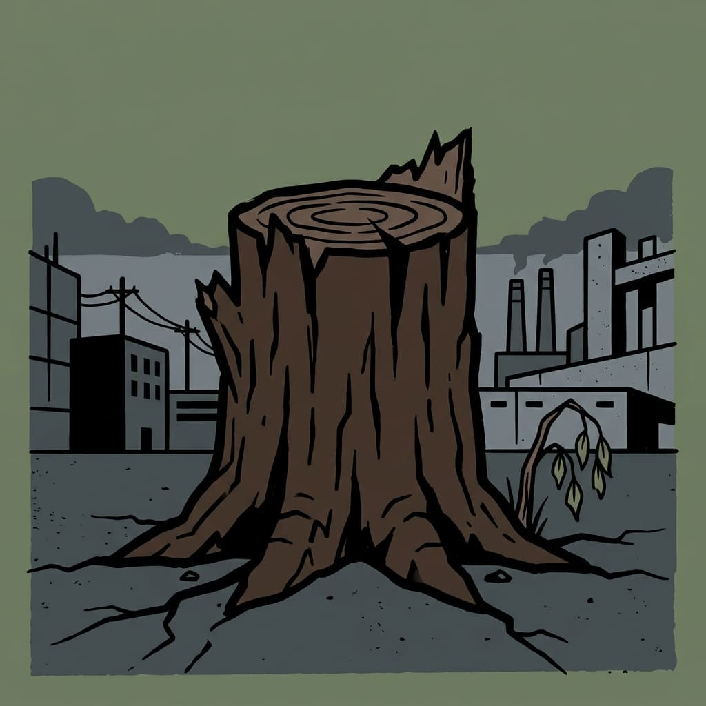 Icono gráfico de árbol talado